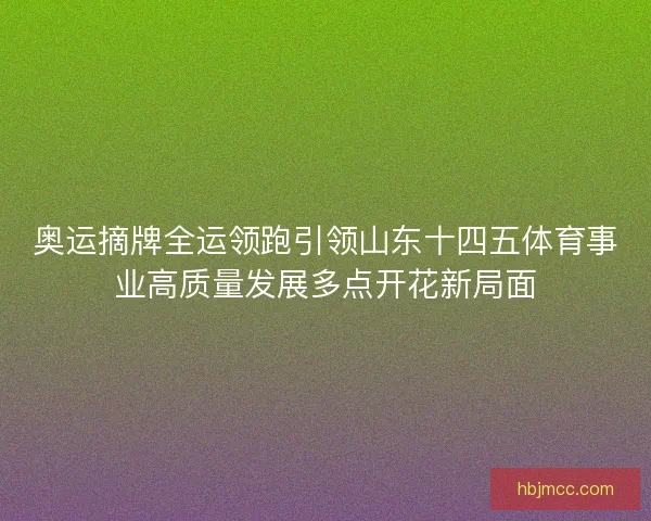 奥运摘牌全运领跑引领山东十四五体育事业高质量发展多点开花新局面